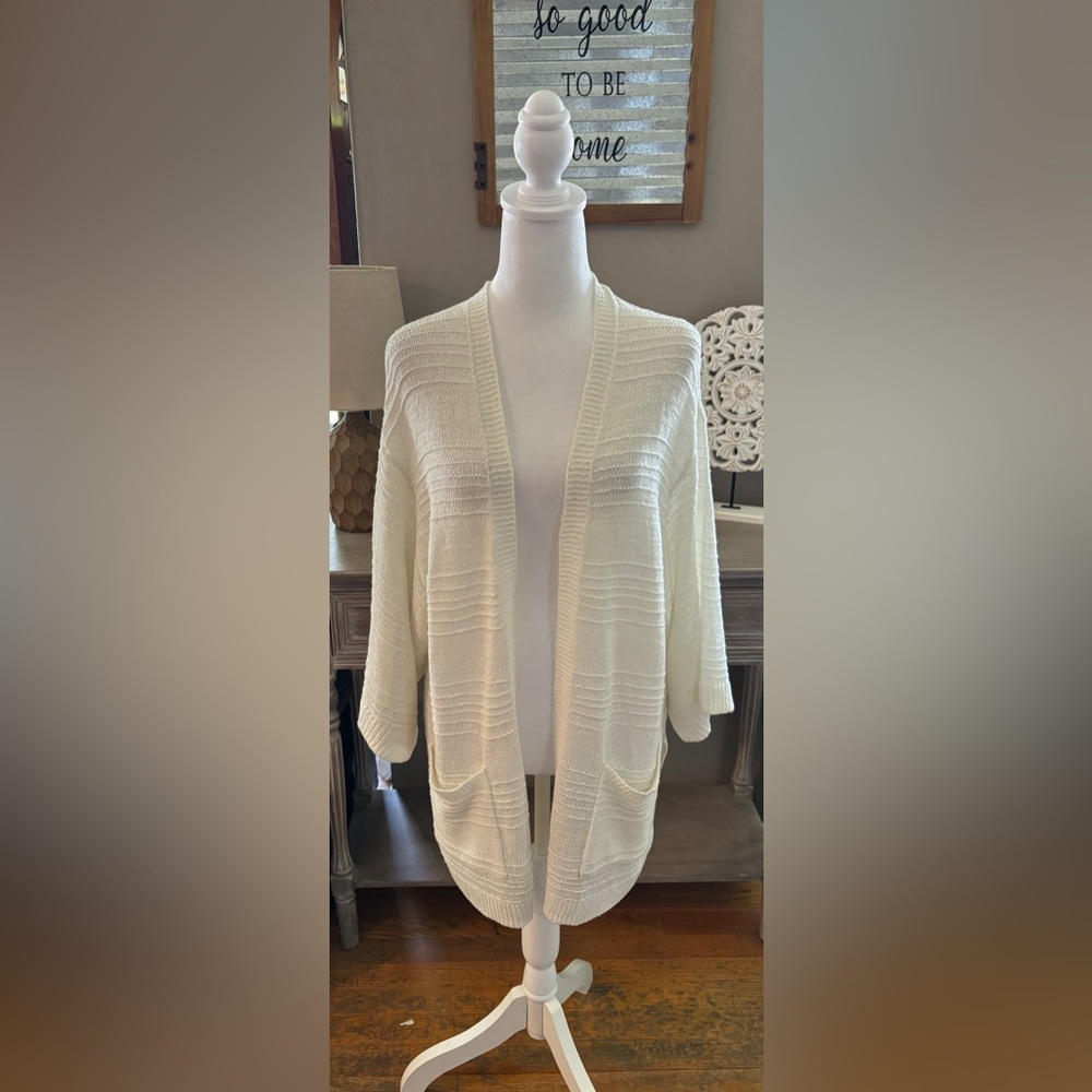 Old Navy Cream Open-Front Knit Cardigan